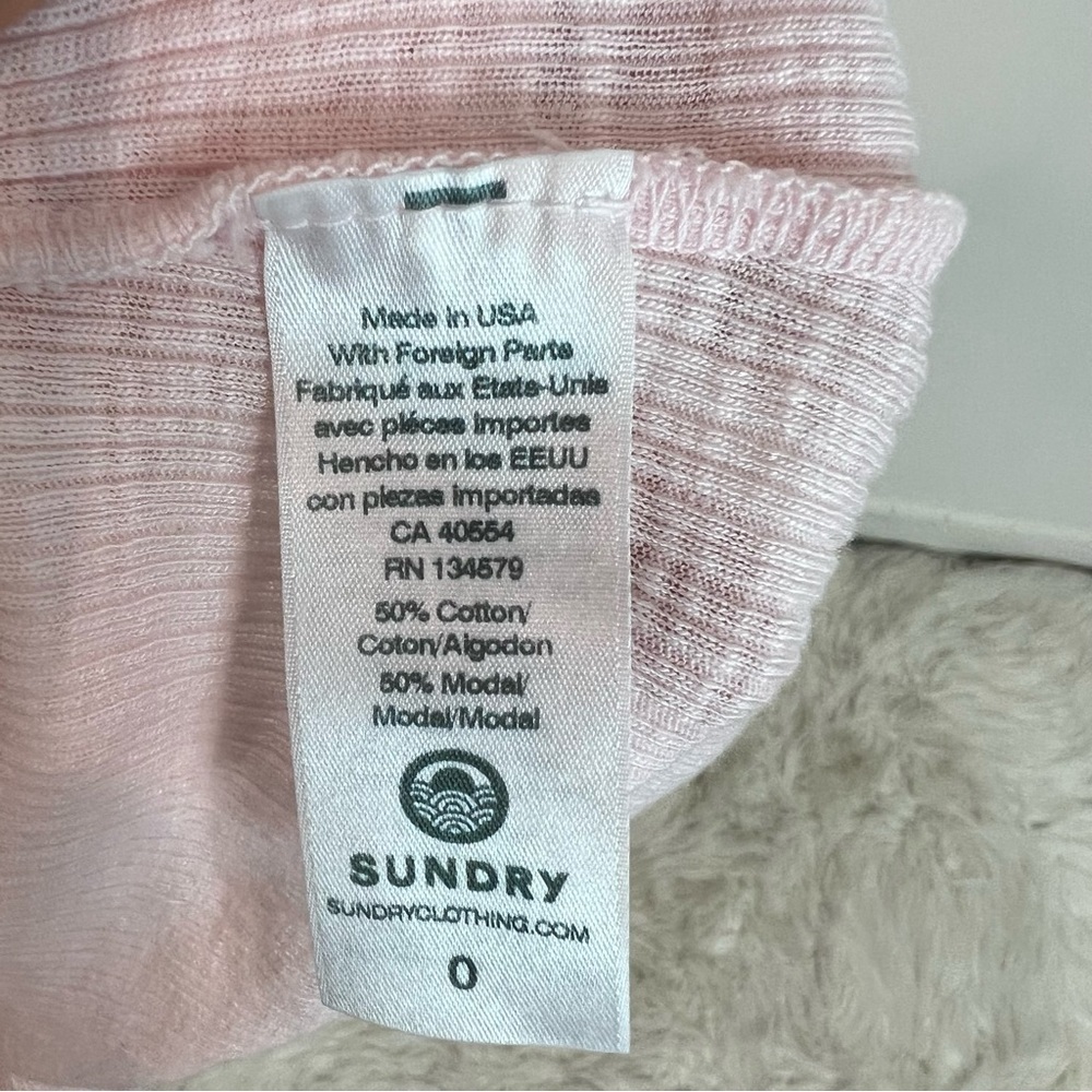 SUNDRY PINK RIBBED ONE SHOULDER TANK TOP WOMENS SZ 0 - Picture 5 of 6